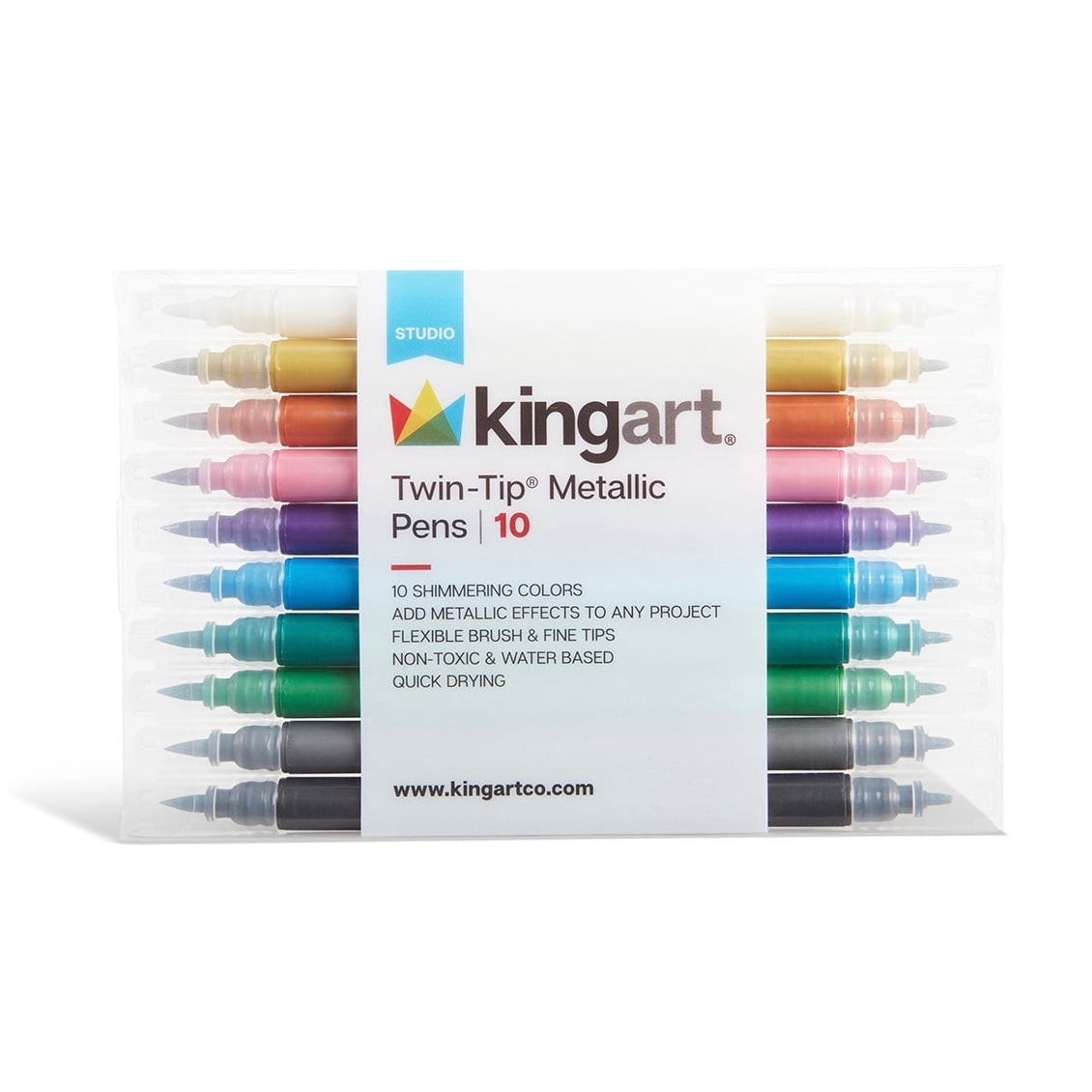 KINGART 10pc Twin-Tip Metallic Pens