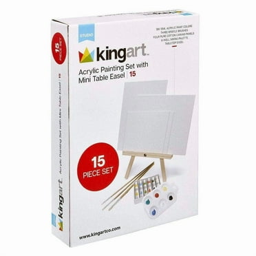 KINGART Acrylic Painting Set with Mini Easel, 15 Piece Set