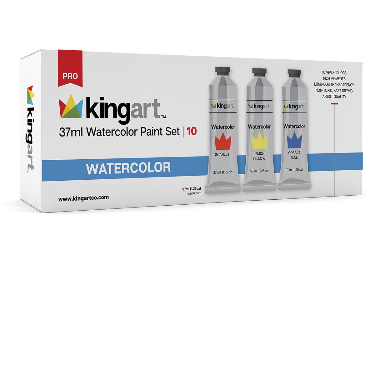 KINGART™ Artist Watercolor Paint, 37ml (1.25oz), Set of 10 Unique