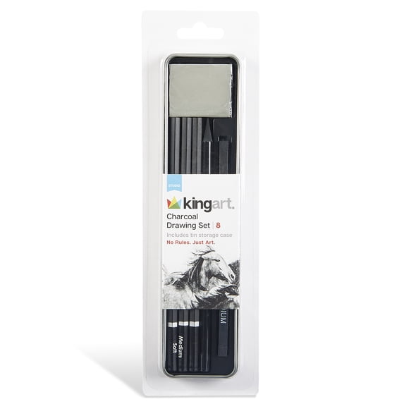 KINGART Charcoal Sketching Tin Travel Set