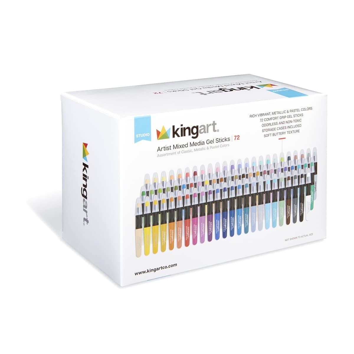 KINGART Gel Stick Artist Crayons – 72 Unique Vibrant Colors for Mixed Media, Blending, and Creative Art Projects