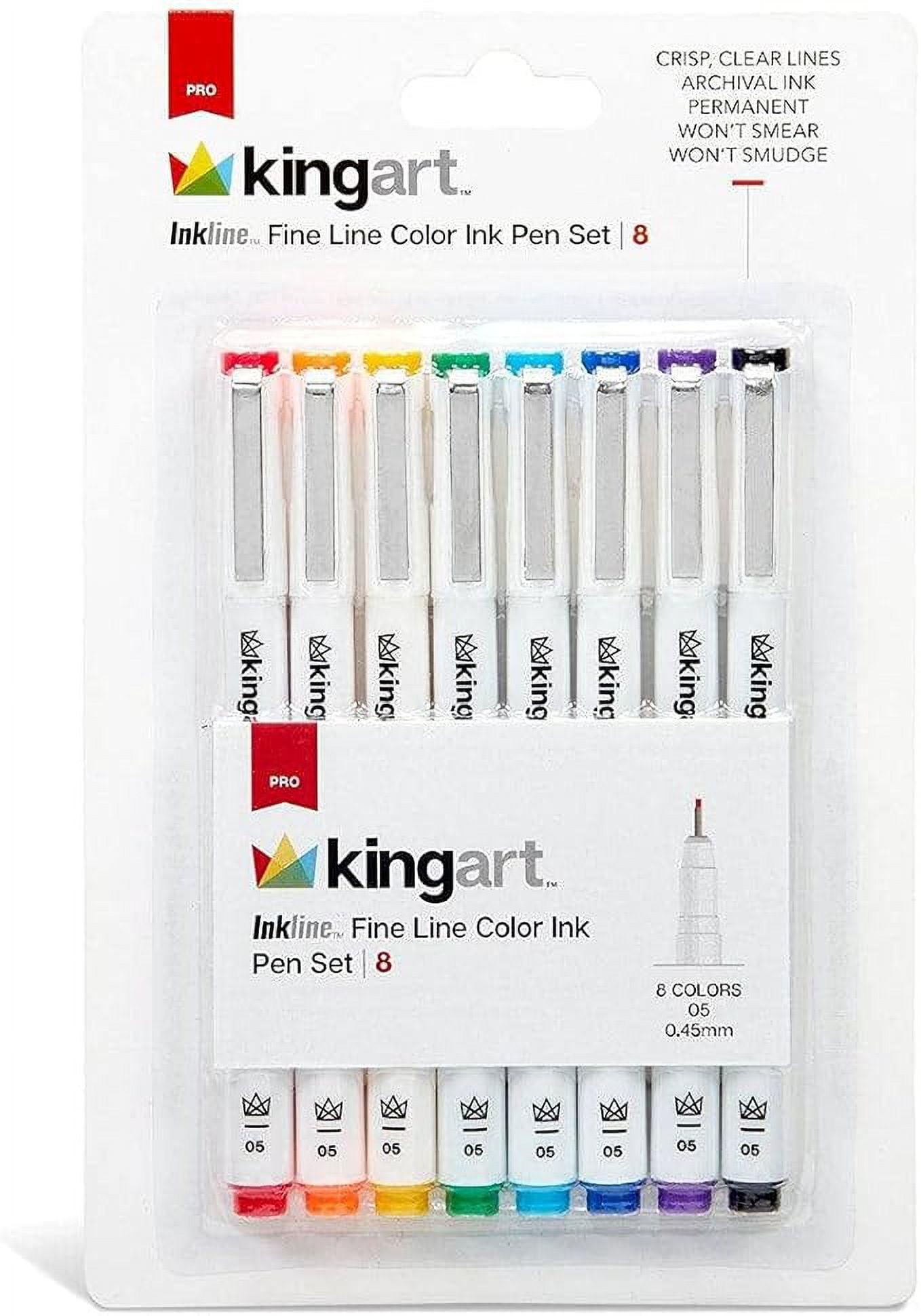 KINGART INKLINE 8 Colors 0.5 mm MicroPen Fineliner Pen Set Ink Pens
