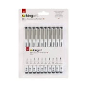 KINGART Inkline/Graphic Fine Line Drawing Pens Set – 10 Assorted Sizes, Archival Black Ink Art Illustration and Sketching