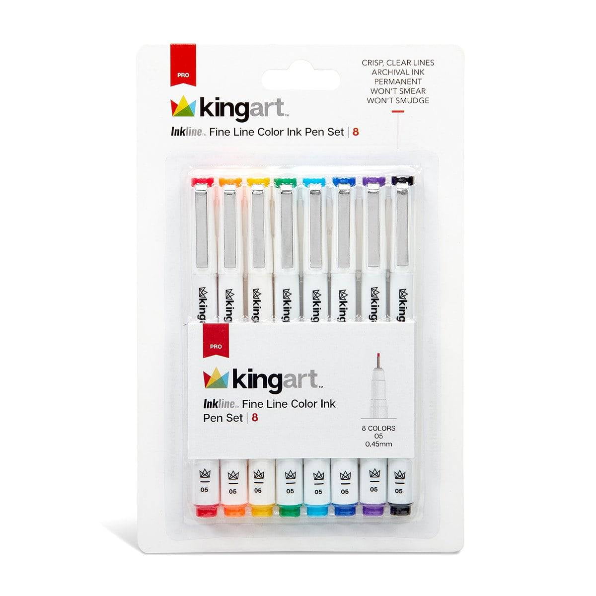Archival KINGART Size Pens, Fine & of 05 Graphic Inkline Colors, Art Japanese Ink, Line 8 Nib Set