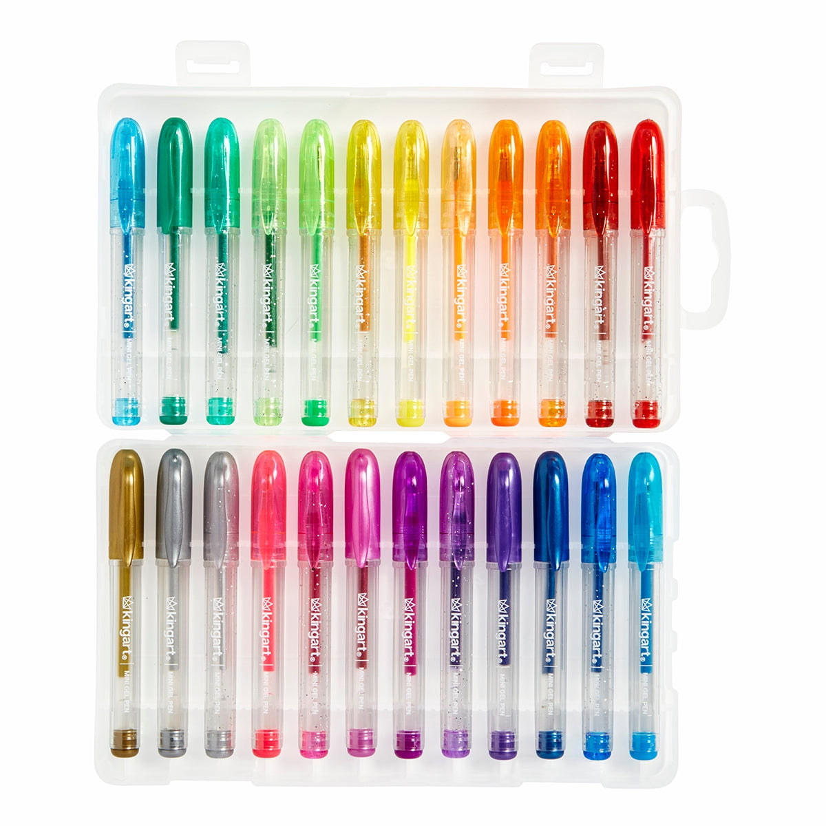 KINGART, Neon, Metallic & Glitter Shades Mini Gel Pens, 24