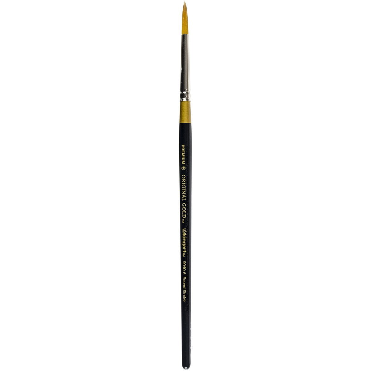 KINGART Golden TAKLON MAX Round Brush Size 14 – Premium Synthetic Artist Brush For Acrylic, Oil & Watercolor (Black & Gold Handle)