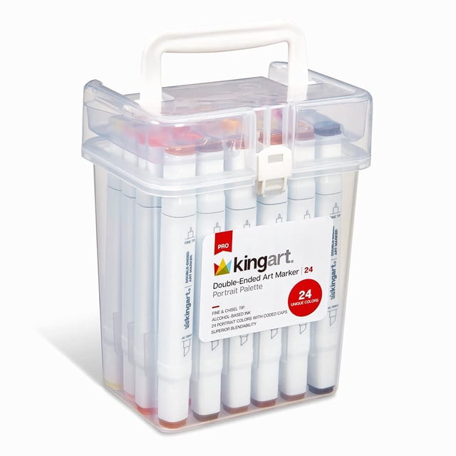 KINGART PRO DoubleEnded Art Alcohol Markers, in 24 Portrait Palette