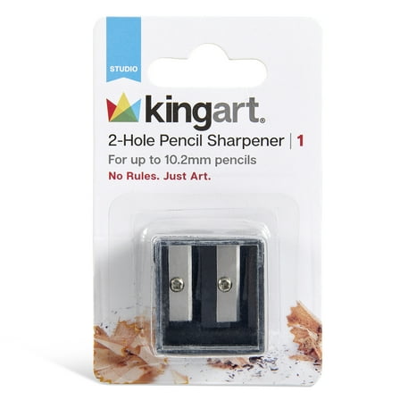 KINGART 2-Hole Pencil Sharpener, Durable Plastic Manual Sharpener for School & Art