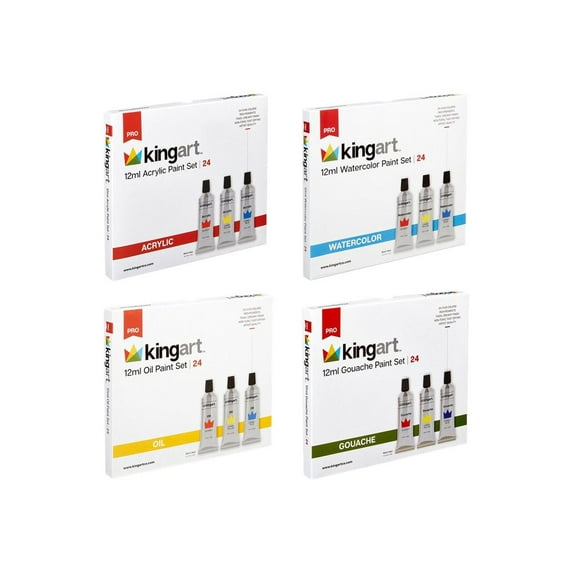 KINGART Pro Artist Paint Set, Mixed Media Assortment of Oil, Acrylic, Watercolor & Gouache Multipack, 96 Unique Colors