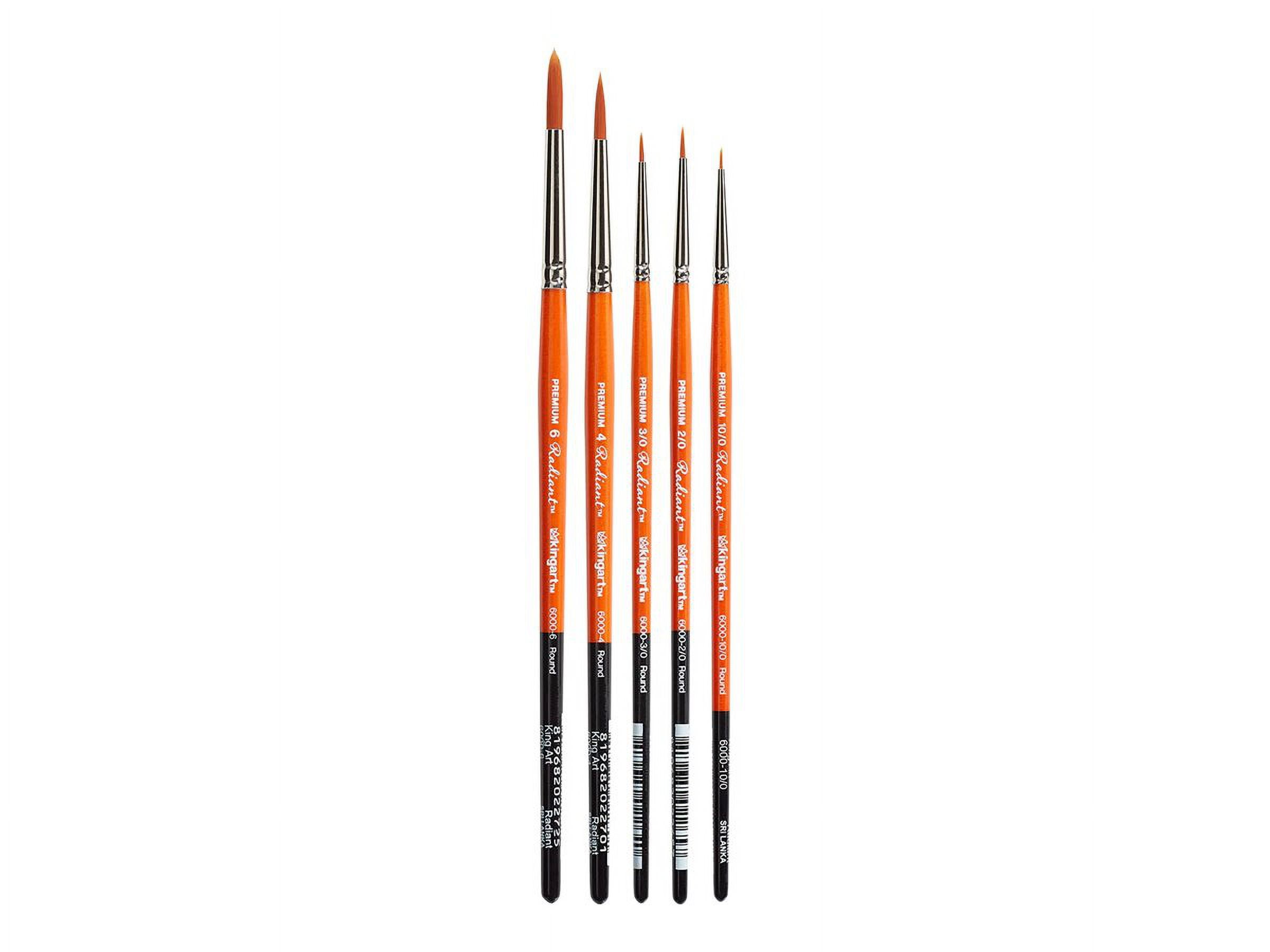 KINGART Radiant 6000 Round Series Premium Golden Synthetic Brushes for Acrylic, Oil and Watercolor, Set of 5