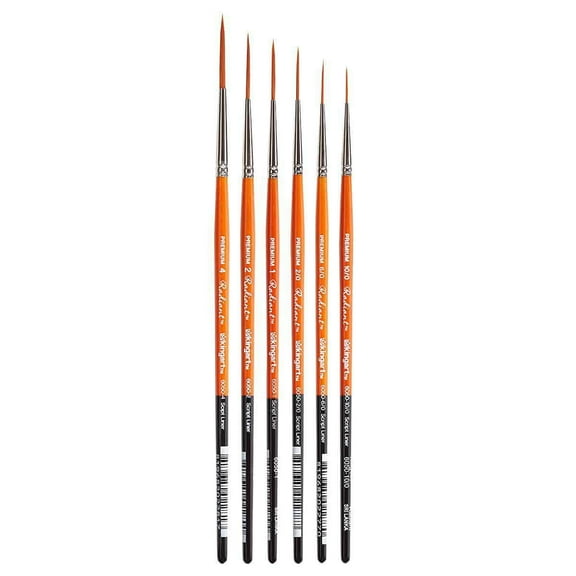KINGART Radiant 6050 Script Liner Series Premium Golden Synthetic Brushes for Acrylic, Oil and Watercolor, Set of 6
