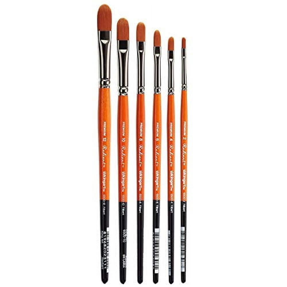 KINGART Radiant 6500 Filbert Series Premium Golden Synthetic Brushes for Acrylic, Oil and Watercolor, Set of 6