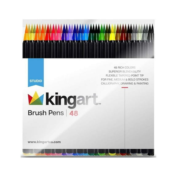 KINGART Real Brush Pens, Set of 48 Unique Colors