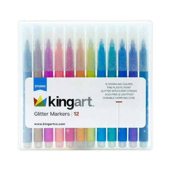 KINGART STUDIO Glitter Markers, Set of 12