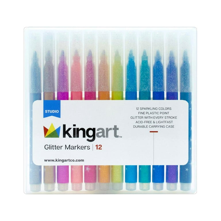 KINGART™ STUDIO Glitter Markers, Set of 12