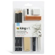 KINGART 13-Piece Sketching and Drawing Kit with Pencils, Charcoal and Blending Tools