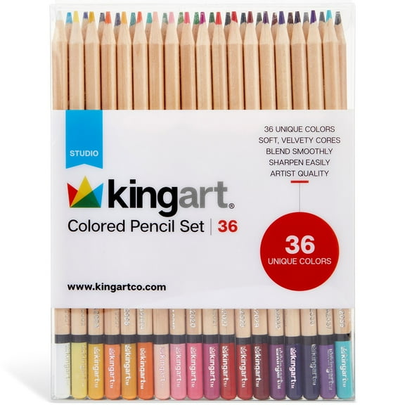 KINGART Soft Core Colored Pencils Set – 36 Vibrant Colors for Drawing & Adult Coloring