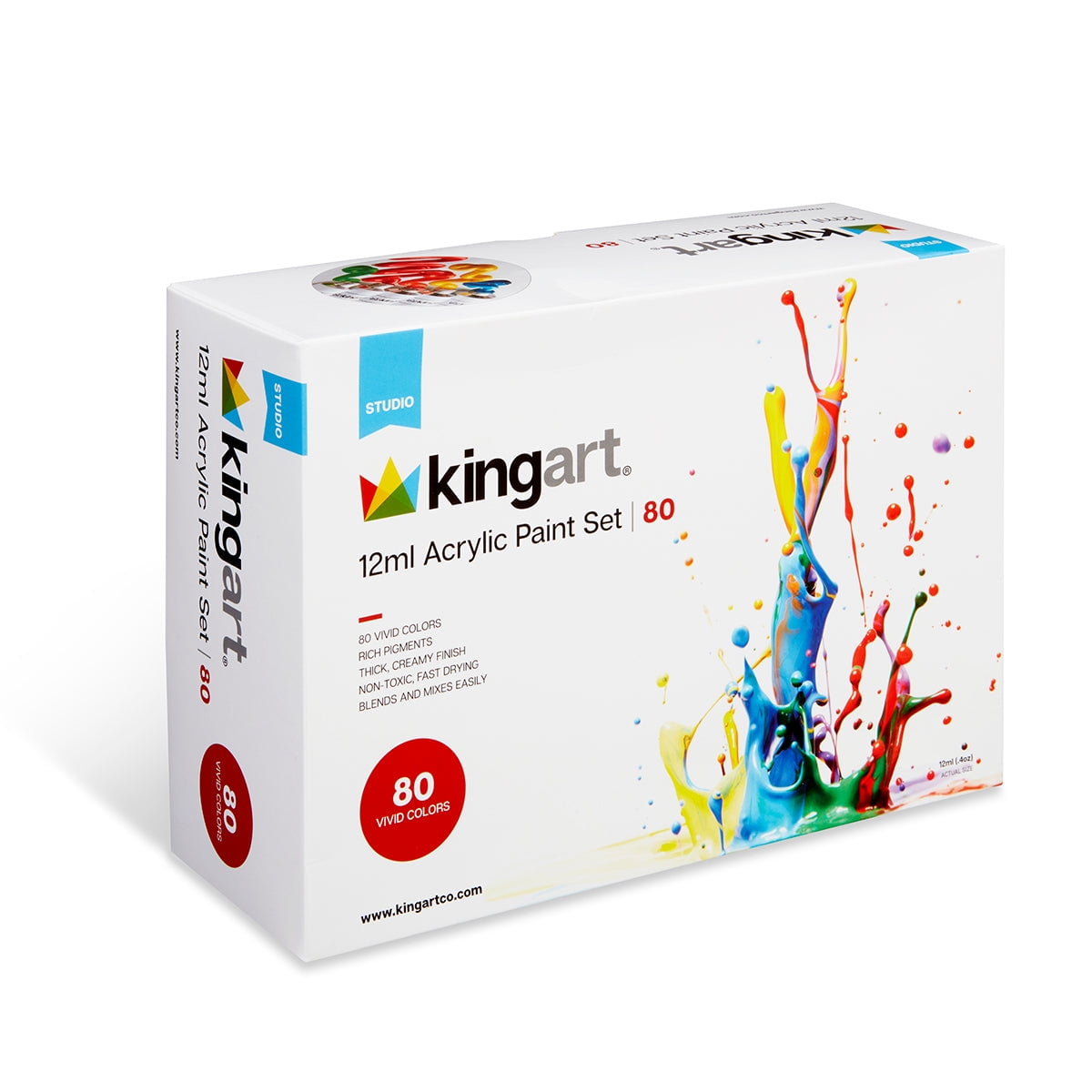 Kingart Studio Acrylic Craft Paint, 60ml (2oz) Bottle, Set of 36 Classic  and Vibrant Shades 