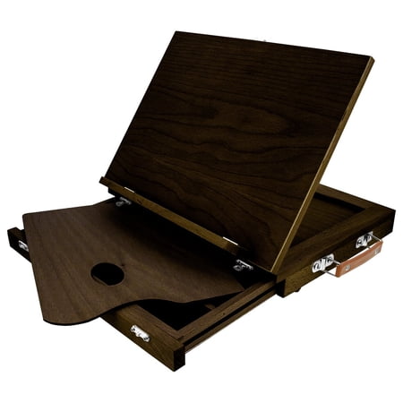 KINGART Studio Wooden Tabletop Easel, Adjustable with Storage Drawer & Wood Palette, Espresso Finish
