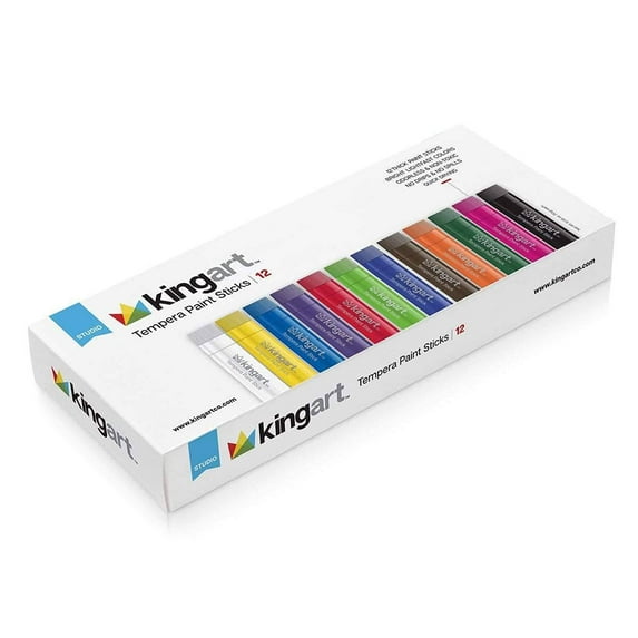 KINGART Tempera Paint Sticks, Washable, Rich & Creamy, Set of 12 Unique Colors