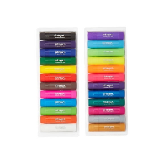 KINGART Tempera Paint Sticks, Washable, Rich & Creamy, Set of 48