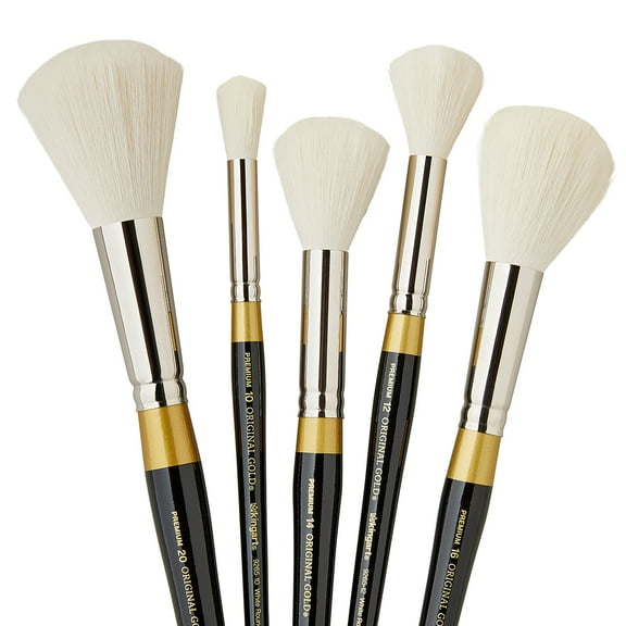 KINGART Original Gold 9265 Round Mop Super Soft Natural Goat Hair Series Premium Multimedia Artist Brushes, Set of 5 Sizes