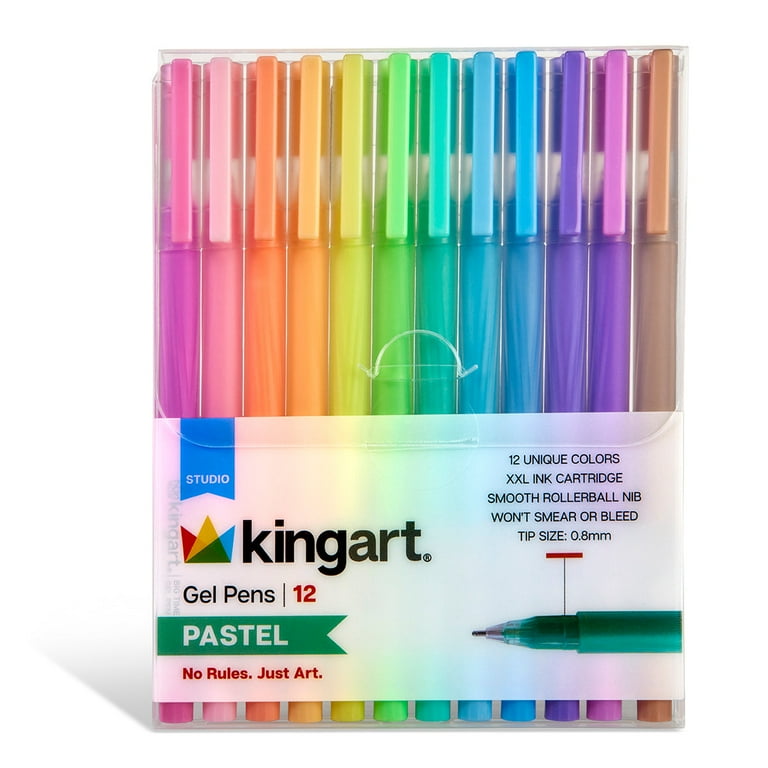 KINGART® Pastel & Opaque Gel Pens, Scrapbook, Journals, or Drawing, Colored  Ink, Medium Line , Set of 12 Unique Shades