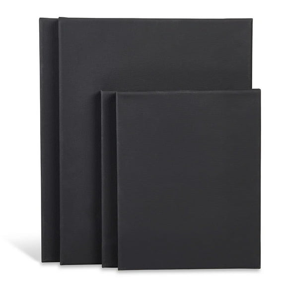 KINGART Stretched Black Canvas Multipack 4-Pack (2 ea. 8x10 & 11x14)