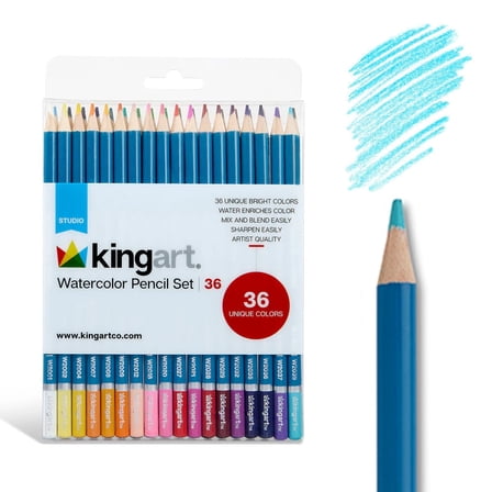 KINGART&reg; Studio Watercolor Pencils, Set of 36 Unique Colors