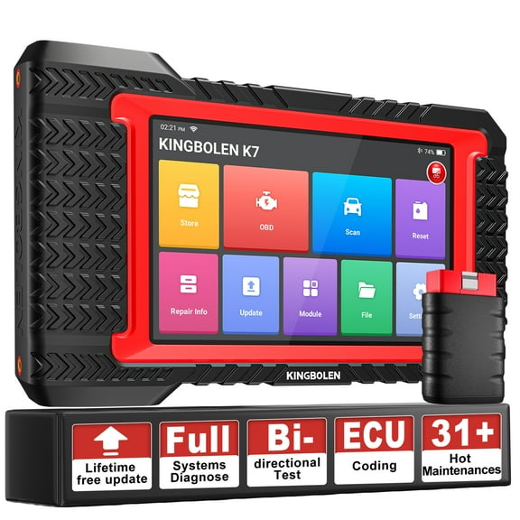 KINGBOLEN K7 Scan Tool Bluetooth 2024 Bidirectional Scan Tool with 31+ Resets, FCA AutoAuth, Crankshaft Relearn/Active Test, Car Diagnostic Scanner for All Systems
