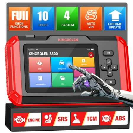 KINGBOLEN S600 OBD2 Scanner ABS SRS Transmission Check Engine Light Car Code Reader with 10 Free Reset Services, Lifetime Free Update