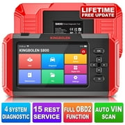 KINGBOLEN S800 OBD2 Scanner ABS SRS Transmission Check Engine Light Car Code Reader Diagnostic Tool with 15 Free Reset Services, Lifetime Free Update