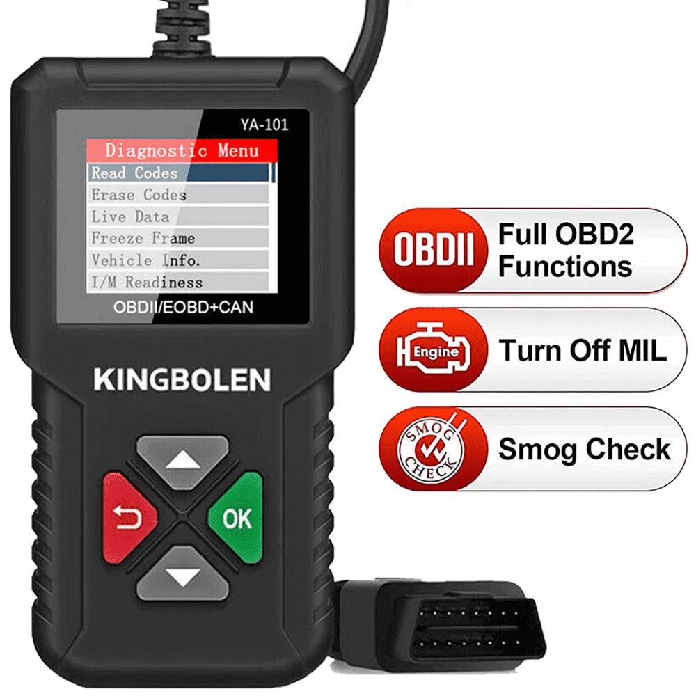 OBD2 Scanner YA-101 Car Code Reader for Check Engine Light,O2 Sensor and EVAP Test, On-Board Monitor Test Mode 6,Smog Check,OBD2 Diagnostic Scan Tool KINGBOLEN® YA101 OBD2 Scanner for Check Engine Light
