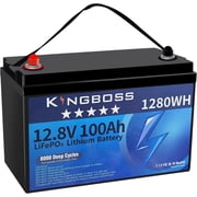 KINGBOSS 12V 100Ah LiFePO4 Lithium Battery, Built-in 100A Smart BMS Lithium Iron Phosphate Group 31 Battery 10-Year Lifespan 8000+ Cycles for Solar System, RV, Home Backup,RV