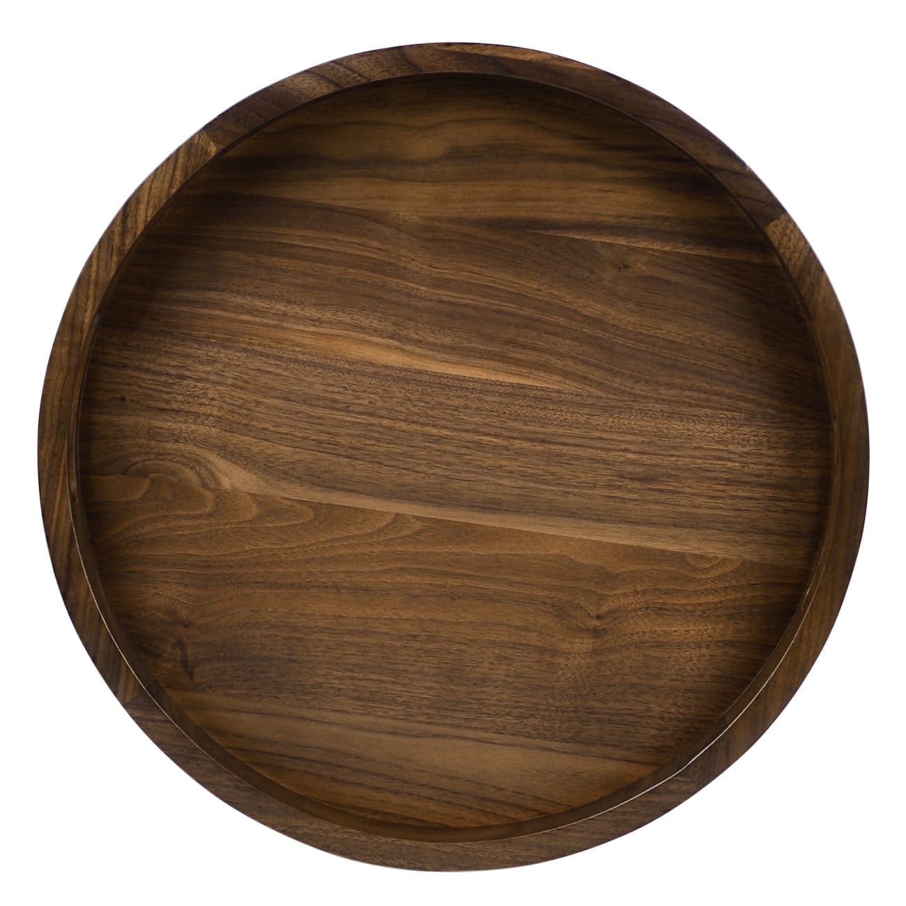 KINGCRAFT 15 x 15 Inches Round Ottoman Tray, Solid Black Walnut ...