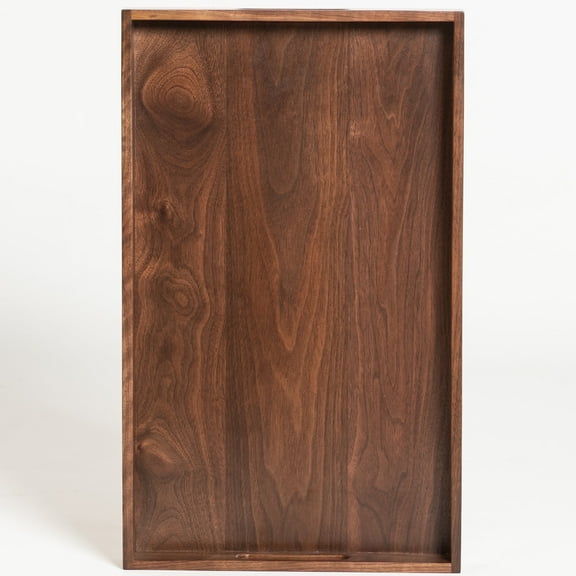 KINGCRAFT 20 x 12 inches Extra Large Wood Trays For Ottoman With Handles FSC Natural Handmade Black Walnut Serving Tray Vintage Decorative Platters For Oversized Ottoman Kitchen