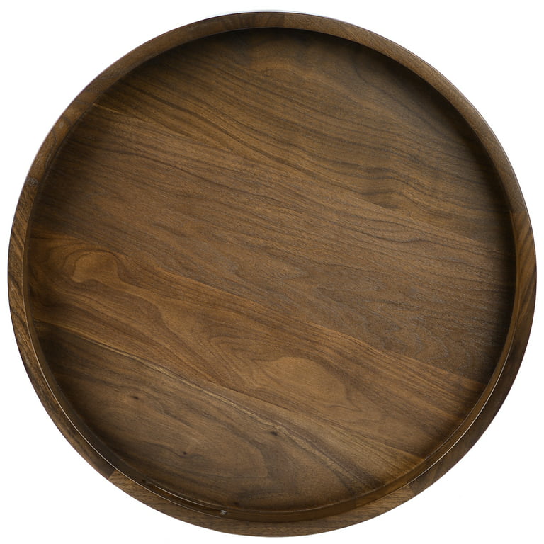KINGCRAFT 24 x 24 inches Large Round Ottoman Table Tray Wooden Solid Circle  Serving Tray with Handle Black Walnut Platter Decorative Tray for Oversized  Ottoman Home Breakfast in Bed Tea Coffee 