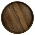 thumbnail image 1 of KINGCRAFT 26 x 26 inches Extra Large Round Ottoman Table Tray Wooden Solid Serving Tray with Handle Black Walnut Circle Platter Decorative Tray for Oversized Ottoman Home Breakfast in Bed Tea Coffee, 1 of 5