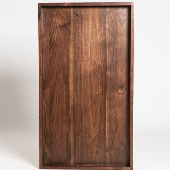 KINGCRAFT 32 x 18 inches Extra Large Wood Trays For Ottoman With Handles FSC Natural Handmade Black Walnut Serving Tray Vintage Decorative Platters For Oversized Ottoman Kitchen