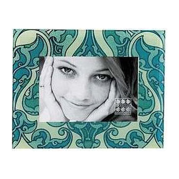 KINGFISHER BLUE PAISLEY glass translucent 4x6 frame by Sixtrees - 4x6