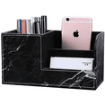 thumbnail image 1 of KINGFOM Pen Holder, PU Leather Desk Organizer Home School Office Stationery Storage Box Office Supplies Organizer Business Card Holder Black Marble, 1 of 9