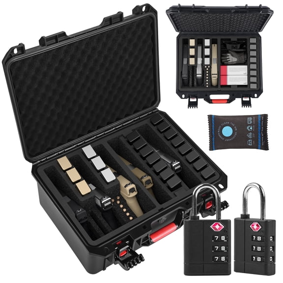 KINGHARDCASE TSA-Compatible Hard Case for 5 Compact Models, IP65 Waterproof Dustproof Travel Storage Case with Pre-Cut Foam, 23 Mag Slots & 2 Locks
