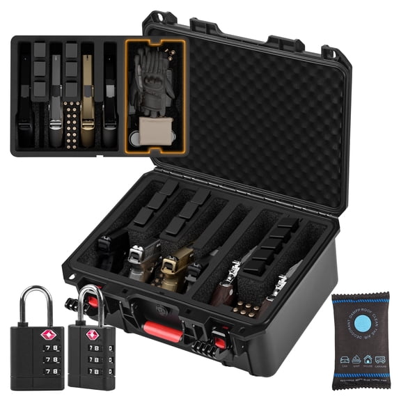KINGHARDCASE TSA-Compatible Hard Case for 6 Compact Models, IP65 Waterproof Dustproof Travel Storage Case with Pre-Cut Foam, 23 Mag Slots & 2 Locks