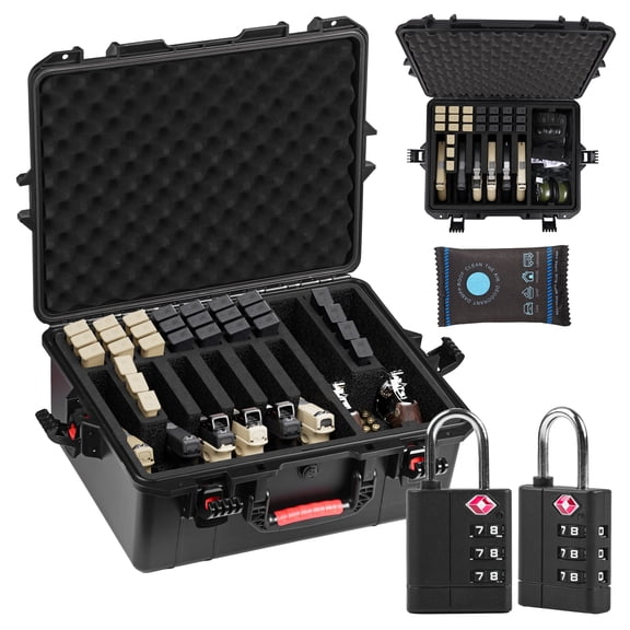 KINGHARDCASE TSA-Compatible Hard Case for 8 Compact Models, IP65 Waterproof Dustproof Travel Storage Case with Pre-Cut Foam, 23 Mag Slots & 2 Locks