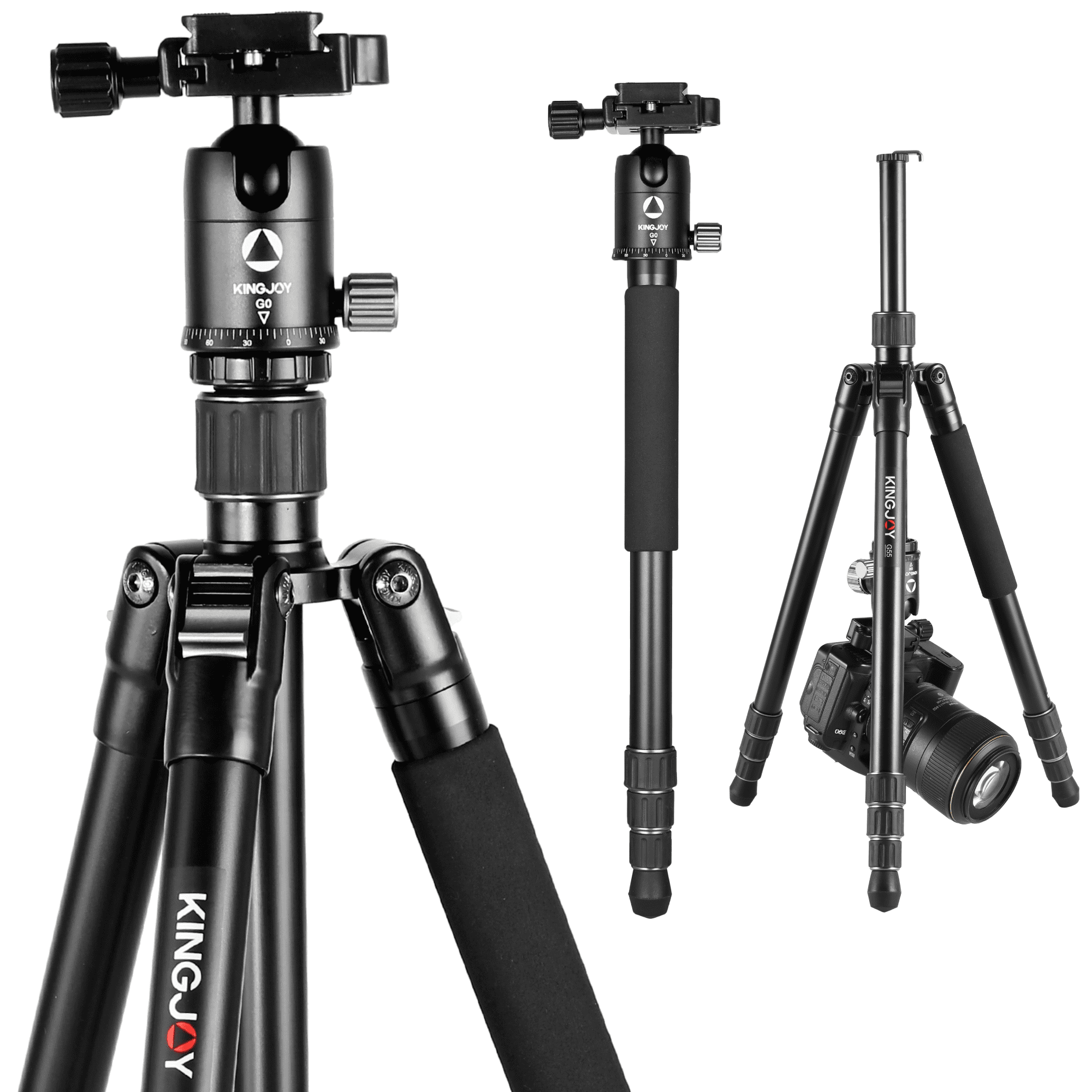 KINGJOY 61" Professional Camera Tripod Aluminum Alloy DSLR Tripod