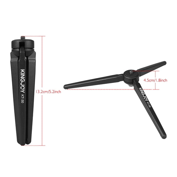 KINGJOY Portable Mini Tripod, Desktop Tabletop Stand for DSLR Camera, GoPro, Smartphone & Stabilizers, Aluminum Alloy, 6.6Lbs Load Capacity