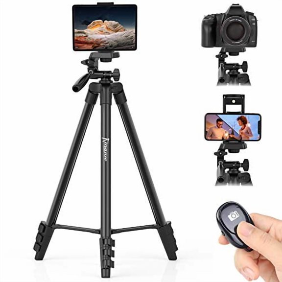 KINGJUE 60'' Camera Phone Tripod Stand for DSLR Canon Nikon with Universal Tablet Phone Holder Remote Shutter and Carry Bag Max Load 6.6LB