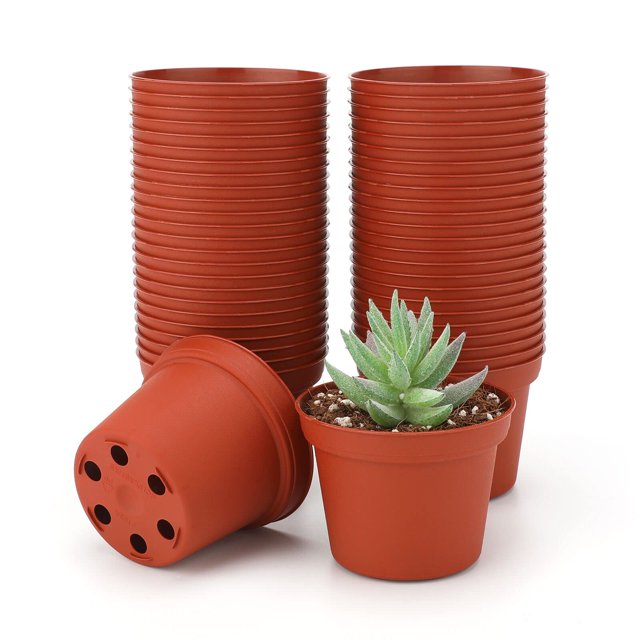 KINGLAKE GARDEN Small Terracotta Plastic Pots,50 Packs 3 Inch Small
