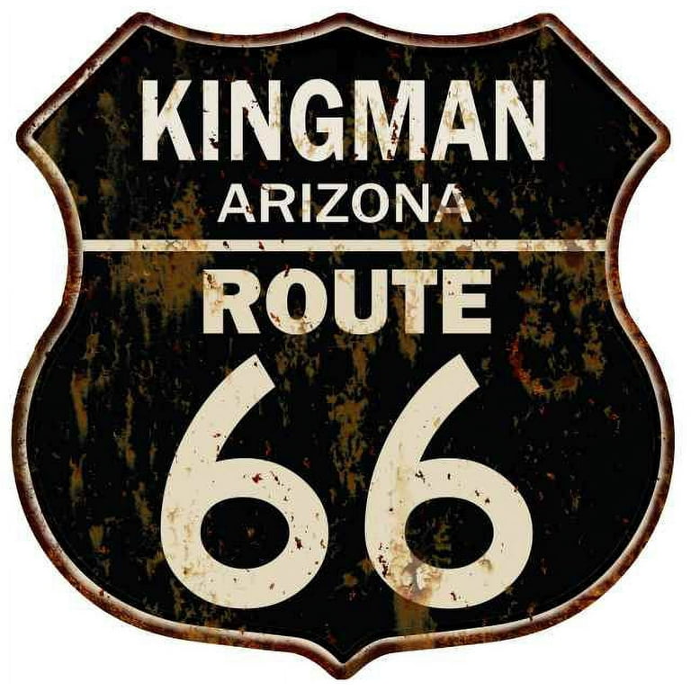 KINGMAN, ARIZONA Route 66 Shield Metal Sign Man Cave Garage