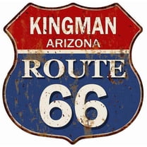 KINGMAN, ARIZONA Route 66 Shield Metal Sign Man Cave Garage Size: 12"x 12"